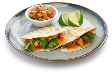 Fototapeta na wymiar chicken quesadillas, mexican food