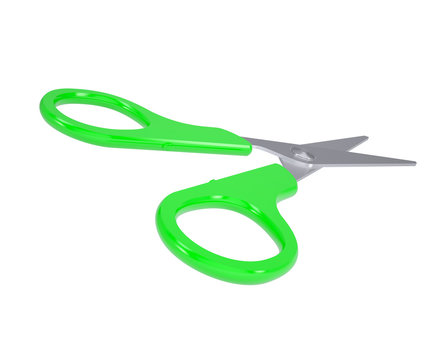 Scissors with green handles