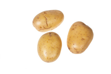 Three  potatoes on an isolated background