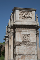 Fototapeta na wymiar Edge of Roman Arch Under Blue Sky