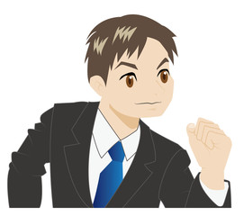 ガッツポーズのビジネスマン(若者)