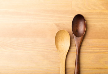 Wooden teaspoon on the table