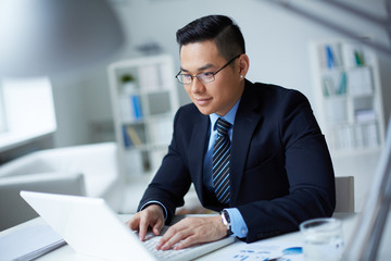 Businessman typing
