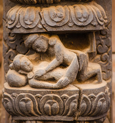 Hindu  wooden carving, Kama Sutra