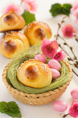 Traditional Easter bun in the shape of a bird.