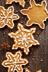 Christmas gingerbread snowflakes