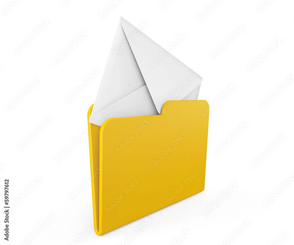 Aufkleber yellow folder with closed mail envelope