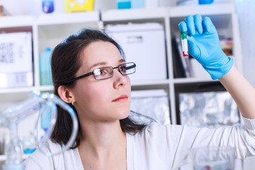 Woman  in the microbiology laboratory