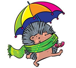 Ёжик гуляет под дождем © passengerz