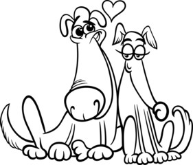 dogs in love cartoon coloring page