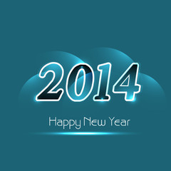 Beautiful text happy new year 2014 shiny blue colorful backgroun