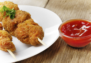 Tasty fried chicken kebob