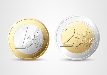 1 and 2 Euro