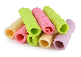 Fototapeta na wymiar Tong Muan, a type of rolled wafer, a traditional dessert in Thai