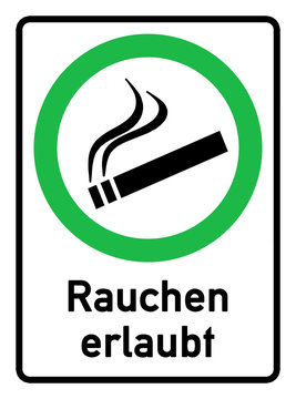 Genehmigung Symbol und Text - Rauchen erlaubt
