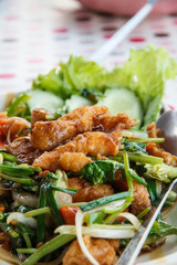 Striped bass stir celery