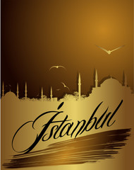 silhouette of Istanbul in golden color - 59802216