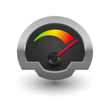 Chrome speedometer illustration.
