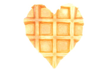 Heart shaped waffles isolated on white background