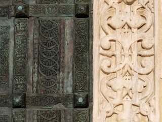 Trani Cathedral , portal detail.