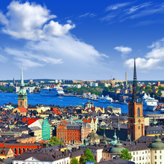 Obraz premium Scenic panorama of the Old Town (Gamla Stan) in Stockholm, Swed