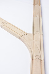forked railroad track on grey background