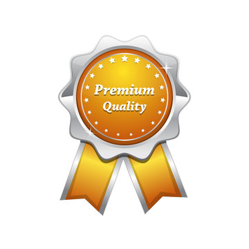 Premium Quality Orange Vector Seal Icon