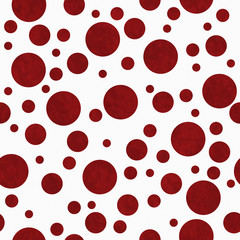 Red Polka Dots on White Textured Fabric Background