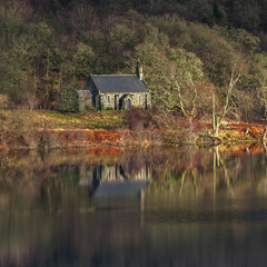 Fototapeta na wymiar Trossach Church Loch Achray