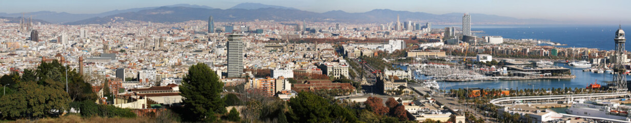 Fototapeta premium Barcelona cityscape distant view