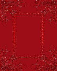 Red glass frame with butterflies and hearts