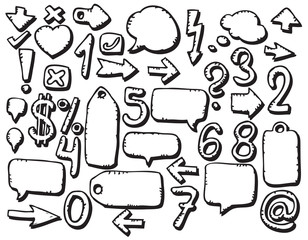 Hand drawing various symbols
