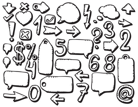 Hand drawing various symbols