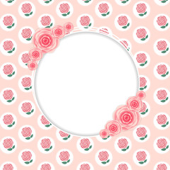 Fototapeta na wymiar Cute Frame with Rose Flowers Vector Illustration