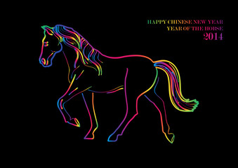 Happy Chinese New Year of horse 2014 postcard