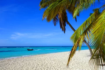 Afwasbaar Fotobehang Donkerblauw Caribisch strand