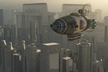 Zeppelin and cityscape © heywoody