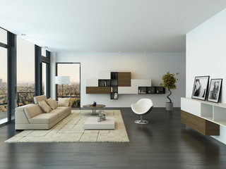 Contemporary living room loft interior