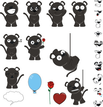 black cat cute set in vector format