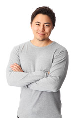 Relaxed young man white background