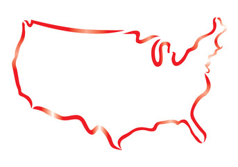 red outline of USA map