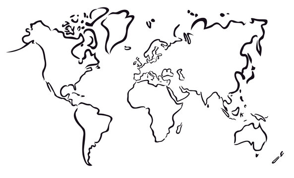black abstract map of the world