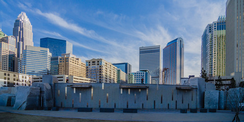 december 27, 2013, charlotte, nc - view of charlotte skyline at