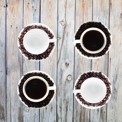 coffee cup on wood texture
