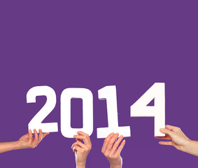 2014 New Year greeting card on purple