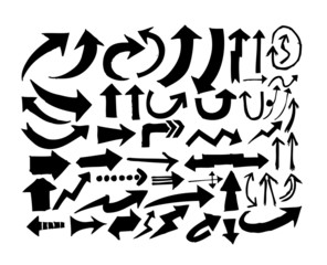 arrows icons set by hand drawing idea