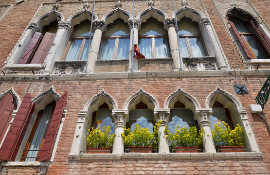 Venetian building facade, windows