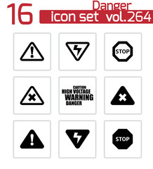 Vector black danger icons set