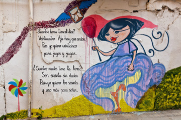 Colourful wall mural or graffiti