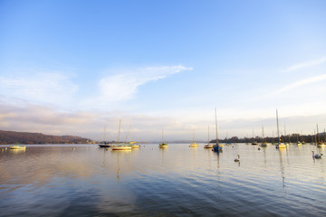 Lake Maggiore panorama with boats color image